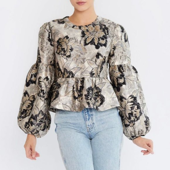 Mille Tops - Mille - Ophelia Top in Black Brocade